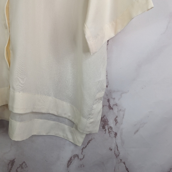 Everlane Shirt Women Small Drapey Square Sandstone Button Short Sleeve Cream - Picture 4 of 16